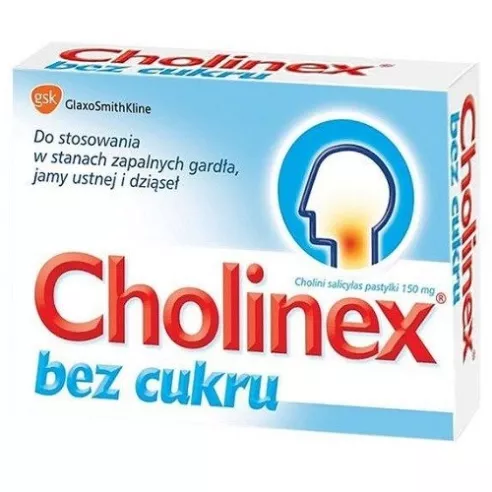 Cholinex bez cukru, 24 pastylek do ssania.