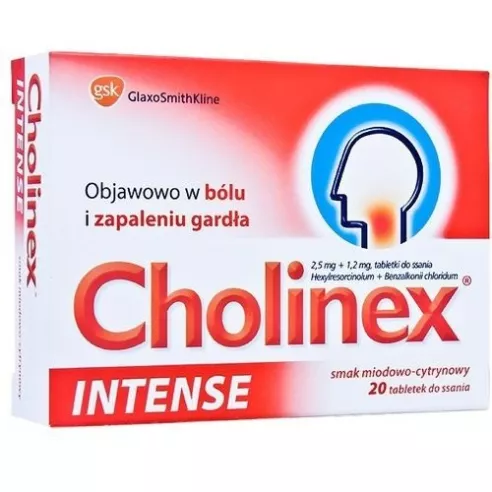 Cholinex Intense MIODOWO-CYTRYNOWY, 20 pastylek do ssania.