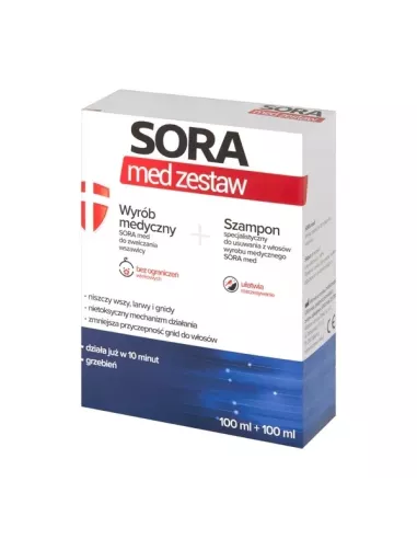 Sora Med Zestaw, płyn 100 ml. + szampon 100 ml. Aflofarm