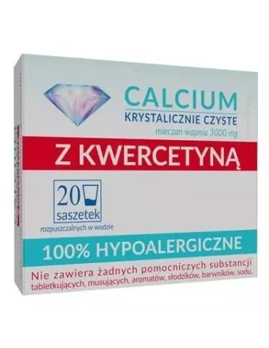 Calcium Krystalicznie Czyste z Kwercetyną, 20 saszetek. Uniphar